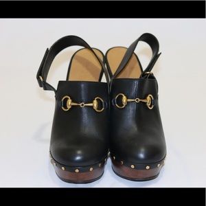 Gucci Amstel Black Horsebit Mule Platform Clog